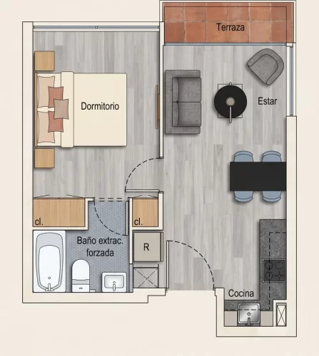 Departamento1 domiitorio 1 baño en La Florida entrega inmediata compra con auyuda para el pie