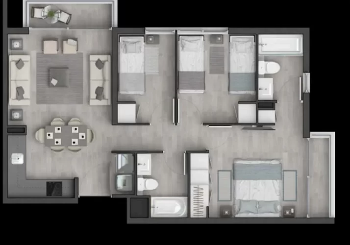 Departamento: 3 dormitorios, 2 baños, 64 m². Entrega inmediata, Macul, bono pie 15%