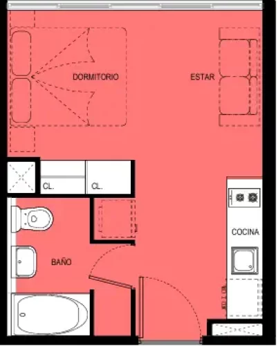 Departammeto Estudio 24 m2 en metro Cerrillos entrega inmediata con bono pie