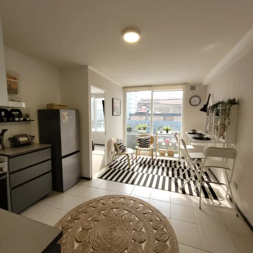 Living comedor Departamento 1D1B 32 M2 Entrega Inmediata en Quinta Normal venta con bono pie, Cecano a Metro linea 7