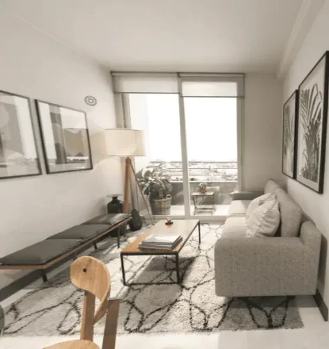 Living comedor gran espacio departamento venta con bono pie en Quinta Normal