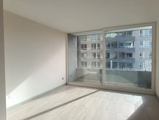 Living comedor, vista balcón, departamento en venta, Macul, bono pie, 3D2B