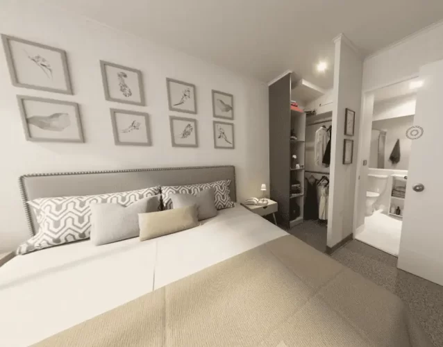 Primer dormitorio cama de 2 plazas departamento venta con bono pie en Quinta Normal