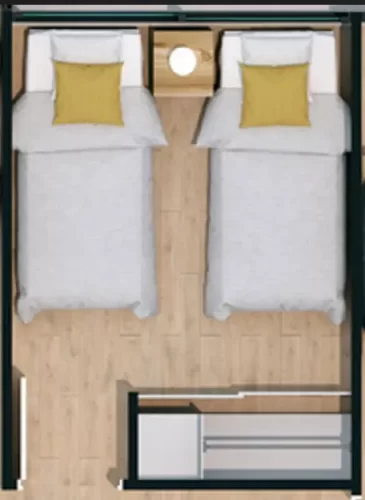 Segundo dormitorio: espacios para dos camas de una plaza.