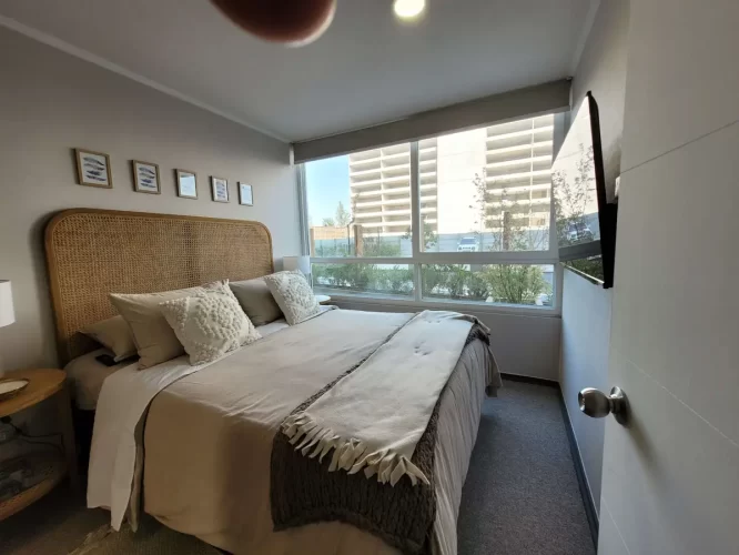 Dormitorio -principal cama 2 plazas departamento en Puerto Montt entrega inmediata con bono pie