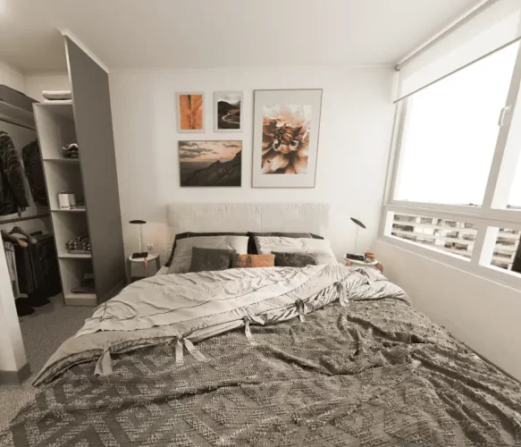 Segundo dormitorio cama de 2 plazas departamento venta con bono pie en Quinta Normal