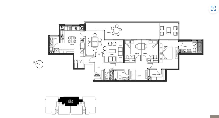 Planta A 3D 3B Totales 158,18 m2 Terraza 34,68 m2 Interior 123,5 m2